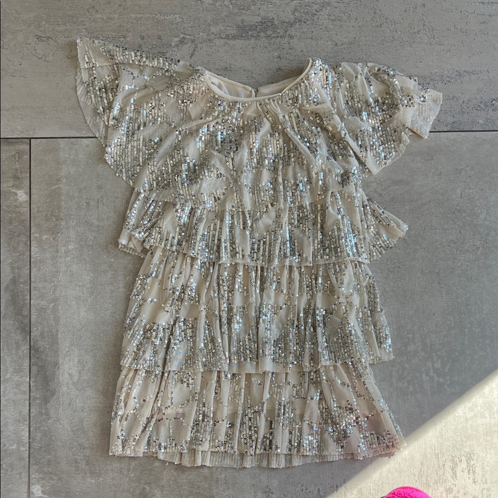 Zara Kids Cream and Silver Sequin Dress